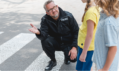 Police officer with children